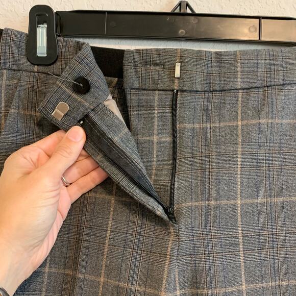 Zara Basic Charcoal Tartan Plaid Cropped Trousers - Picture 9 of 9
